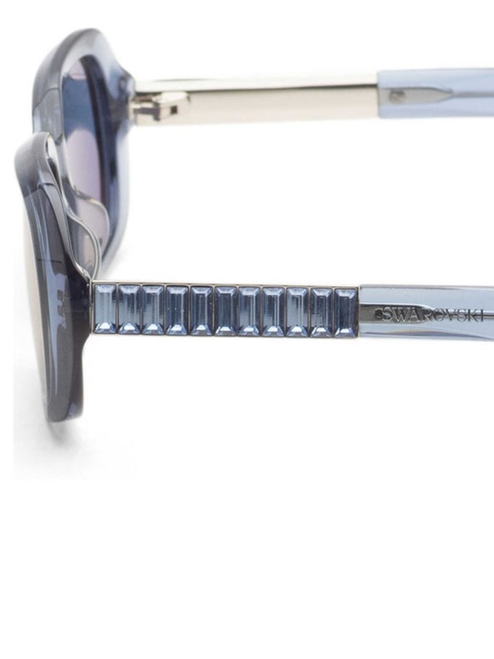 Full Inclusion Swarovski Translucent Blue Rectangular Sunglasses - Picture 4 of 4
